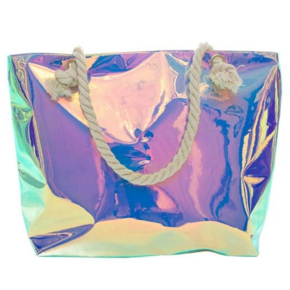 The Beach Bag Ladies Handbags - Holographic Canvas Tote